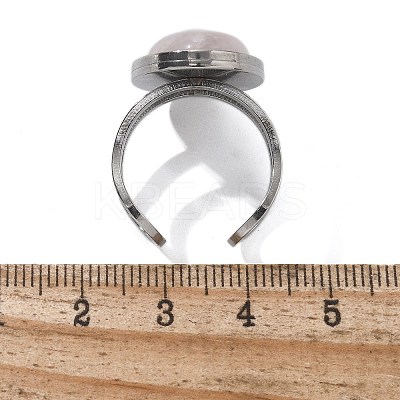 Oval Natural Rose Quartz Finger Rings RJEW-M062-02P-15-1