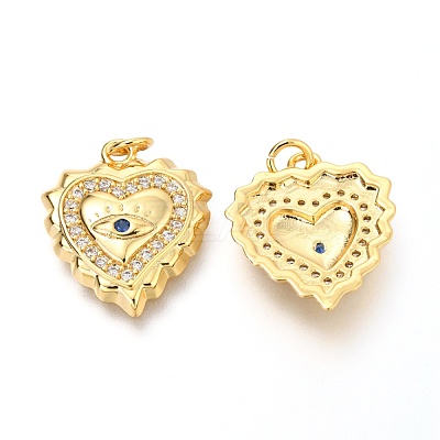 Brass Micro Pave Clear & Blue Grade AAA Cubic Zirconia Pendants ZIRC-O036-12G-1