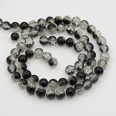Two Tone Crackle Glass Beads Strands CCG-Q002-6mm-M-1