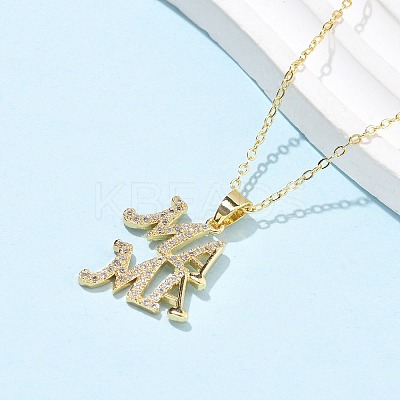 Mother's Day Brass Micro Pave Clear Cubic Zirconia Pendant Necklaces for Women LS-NJEW-Q021-01B-G-1