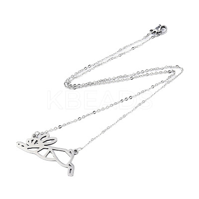 Non-Tarnish 201 Stainless Steel Bunny Pendant Necklaces LS-NJEW-T009-JN027-1-40-1