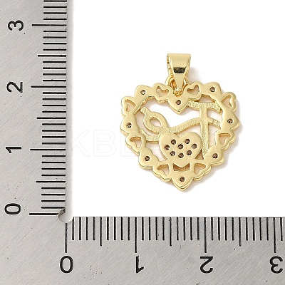 Rack Plating Brass Micro Pave Clear Cubic Zirconia Pendants KK-P267-11B-G-1