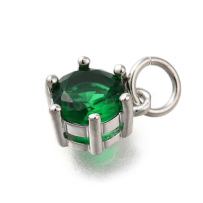Brass Pave Cubic Zirconia Pendants KK-V002-23P-06-1