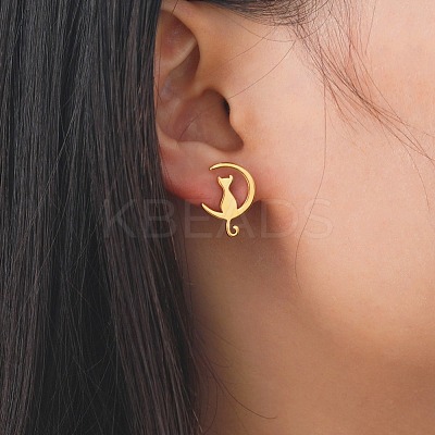 304 Stainless Steel Stud Earrings for Women EJEW-F320-03G-1