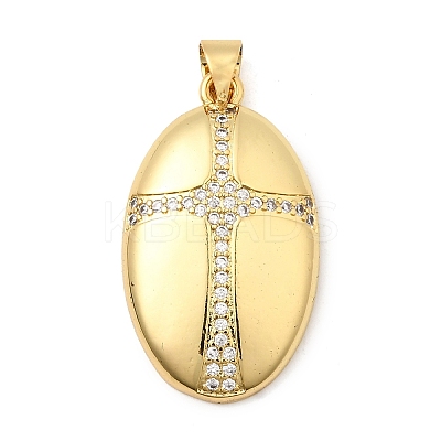 Brass Micro Pave Clear Cubic Zirconia Pendants KK-I360-061G-1