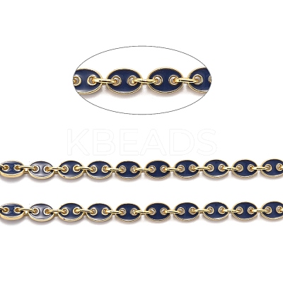Golden Plated Alloy Enameled Coffee Bean Links Chains LCHA-H004-01G-B-1