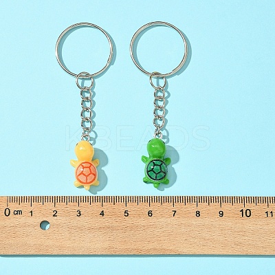 10Pcs 5 Colors Resin Tortoise Pendant Keychain KEYC-FS00018-1