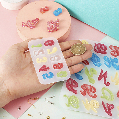2Pcs 2 Style Letter & Number Silicone Pendant Molds DIY-TA0005-69-1