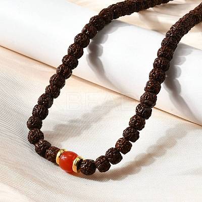 Buddhist Jewelry Prayer 108 Rudraksha Seed Mala Beads Necklaces NJEW-M102-01-1