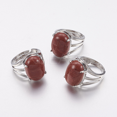 Synthetic Red Jasper Wide Band Finger Rings RJEW-K224-A03-1