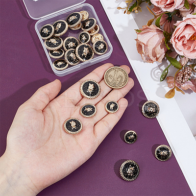 24Pcs 4 Styles 1-Hole Zinc Alloy Enamel Shank Buttons BUTT-OC0001-67-1