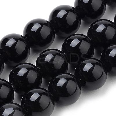 Natural Black Onyx Beads Strands G-S259-19-8mm-1