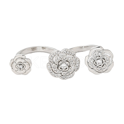 Brass Double Finger Rings RJEW-Q778-56P-1
