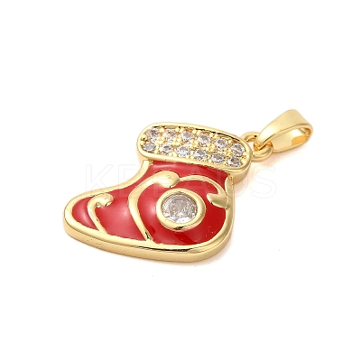 Christmas Theme Rack Plating Brass Cubic Zirconia Pendants KK-K385-119G-06-1