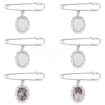 DIY Blank Oval 316 Surgical Stainless Brooches DIY Making Kits JEWB-AB00025-1
