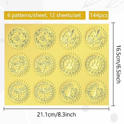 6 Patterns Aluminium-foil Paper Adhesive Embossed Stickers DIY-WH0451-004-1