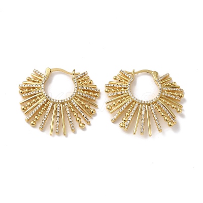 Cubic Zirconia Sun Hoop Earrings EJEW-Z019-25G-1