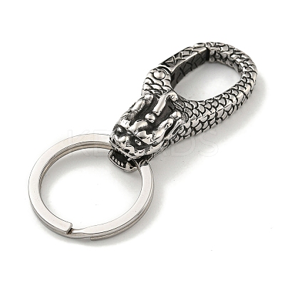 Tibetan Style 316 Surgical Stainless Steel Fittings with 304 Stainless Steel Key Ring FIND-Q101-09AS-04-1
