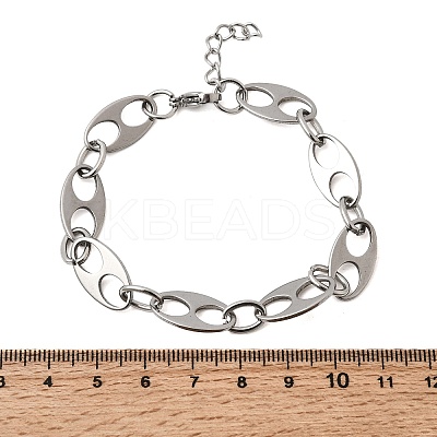 304 Stainless Steel Oval Link Chain Bracelets for Women Men BJEW-L720-03P-1