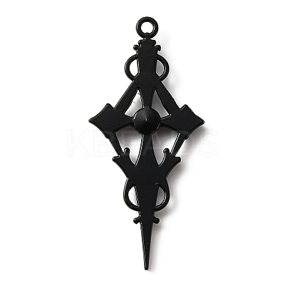 Jet Rhinestone Cross Pendant with Black Enamel LS-ENAM-WH0001-06EB-01-1