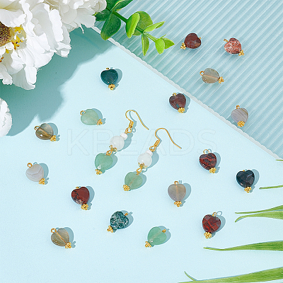 32Pcs 4 Style Mixed Gemstone Charms G-UN0001-14-1