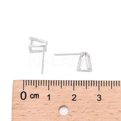 Rhodium Plated 925 Sterling Silver Stud Earring Findings X-STER-F048-28P-1