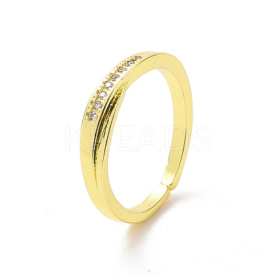 Clear Cubic Zirconia Open Cuff Ring RJEW-H127-05G-1