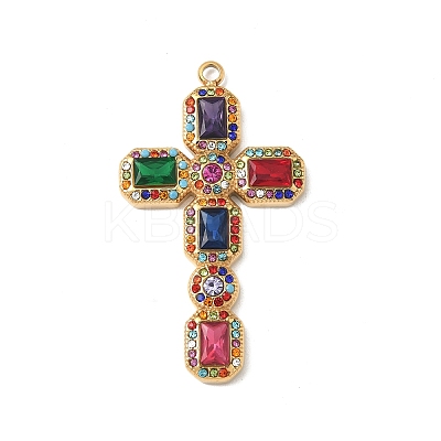 304 Stainless Steel Rhinestone Pendants Ion Plating(IP) STAS-V015-04B-G-1