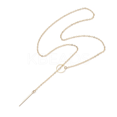 2Pcs 2 Colors 304 Stainless Steel & Brass Cable Chain Lariat Necklaces Sets NJEW-JN05147-1