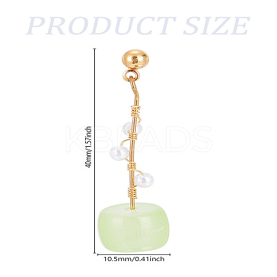 1 Pair Column Alloy & Natural Jade & Plastic Pearl Stud Dangle Earrings EJEW-LP0007-082-1