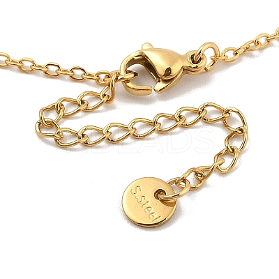 Boho Plasic Bead & 304 Stainless Steel Flower & leaf Pendant Cable Chain Necklaces for Women NJEW-A032-07G-01-1