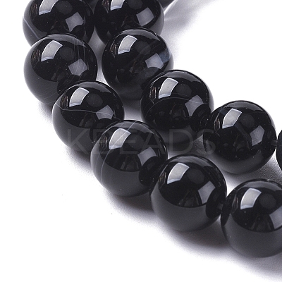 Natural Striped Agate/Banded Agate Beads Strands G-G582-10mm-60-1