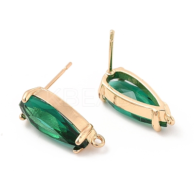 K9 Glass Stud Earring Teardrop Findings KK-E071-25KCG-03-1