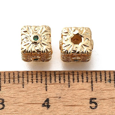 Brass Micro Pave Cubic Zirconia Beads KK-M318-28G-1
