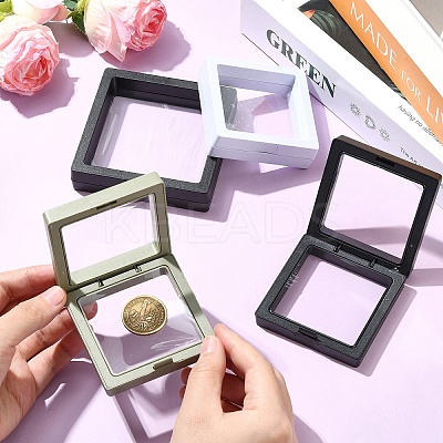 8Pcs 4 Styles Square Transparent PE Thin Film Suspension Jewelry Display Box CON-YW0001-98-1