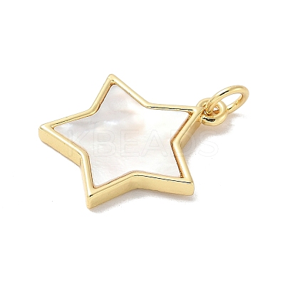 Brass Pave Natural White Shell Pendants KK-S522-05F-G-1