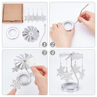 430 and 201 Stainless Steel Rotating Candlestick Tealight Candle Holder DJEW-WH0039-24P-1