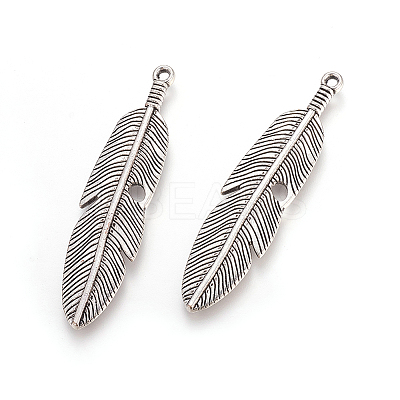 Tibetan Style Alloy Feather Big Pendants LS-TIBEP-A12720-AS-NR-1