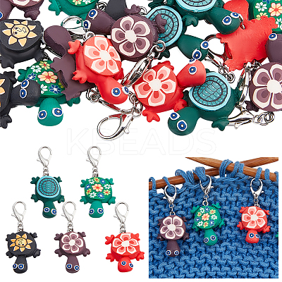 20Pcs Tortoise Handmade Polymer Clay Pendant Stitch Marker HJEW-NB00006-1