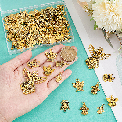60PCS 6Style Angel Tibetan Style Alloy Pendants TIBEP-PH0001-65-1