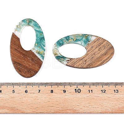 Transparent Resin and Walnut Wood Pendants RESI-T057-02I-1