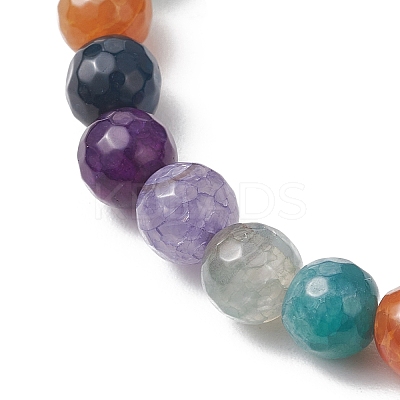 Dyed & Heated Natural Dragon Veins Agate Beads Stretch Bracelets for Women BJEW-JB13102-1
