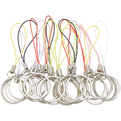 40Pcs 8 Colors Nylon Cord with Zinc Alloy sleeve Mobile Straps FIND-GF0008-37-1