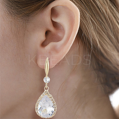 4 Pairs 4 Colors Glass Teardrop Dangle Earrings EJEW-AN0003-95-1