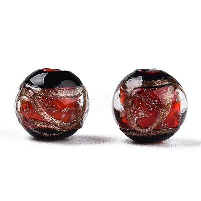 Handmade Gold Sand Lampwork Beads LAMP-T019-14mm-03-1