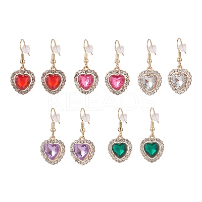 Alloy Rhinestone Heart Dangle Earrings EJEW-JE05149-1