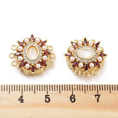 Brass Micro Pave Clear Cubic Zirconia Magnetic Clasps KK-C066-01G-1