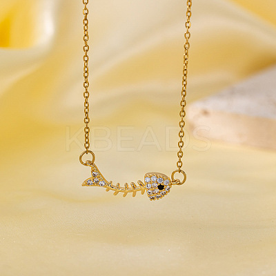 Brass Micro Pave Clear and Black Cubic Zirconia Pendant Necklaces for Women FS-WG014CD-13-1