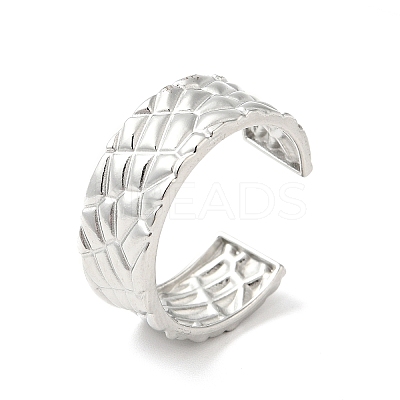 Non-Tarnish 304 Stainless Steel Textured Open Cuff Ring for Men Women RJEW-I085-23P-1