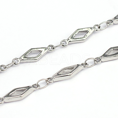 Tarnish Resistant 304 Stainless Steel Rhombus Bar Link Chains CHS-O005-34-1